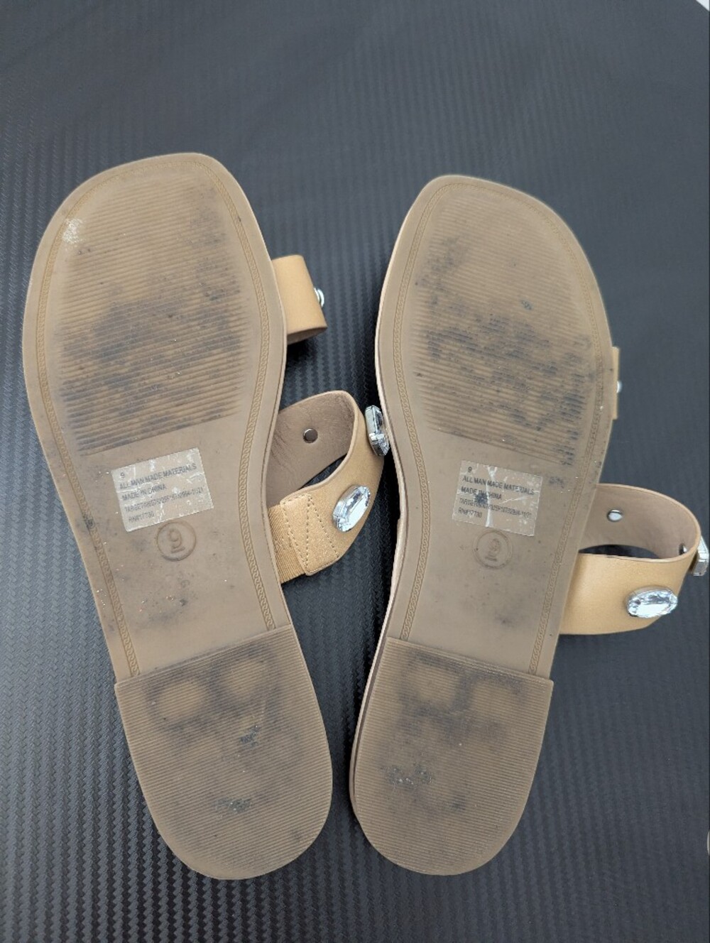 Tan Studded Slide Sandals - Picture 4 of 4